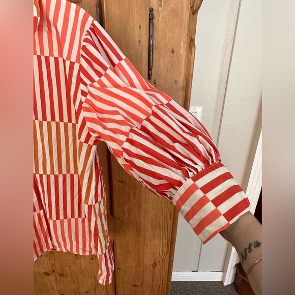 Who What Wear Cool Striped Button Down Shirt W/Statement Sleeves Like New Size L - Picture 5 of 9